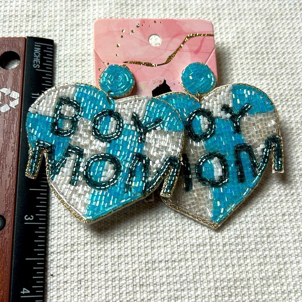 Boy Mom Seed Bead Earrings